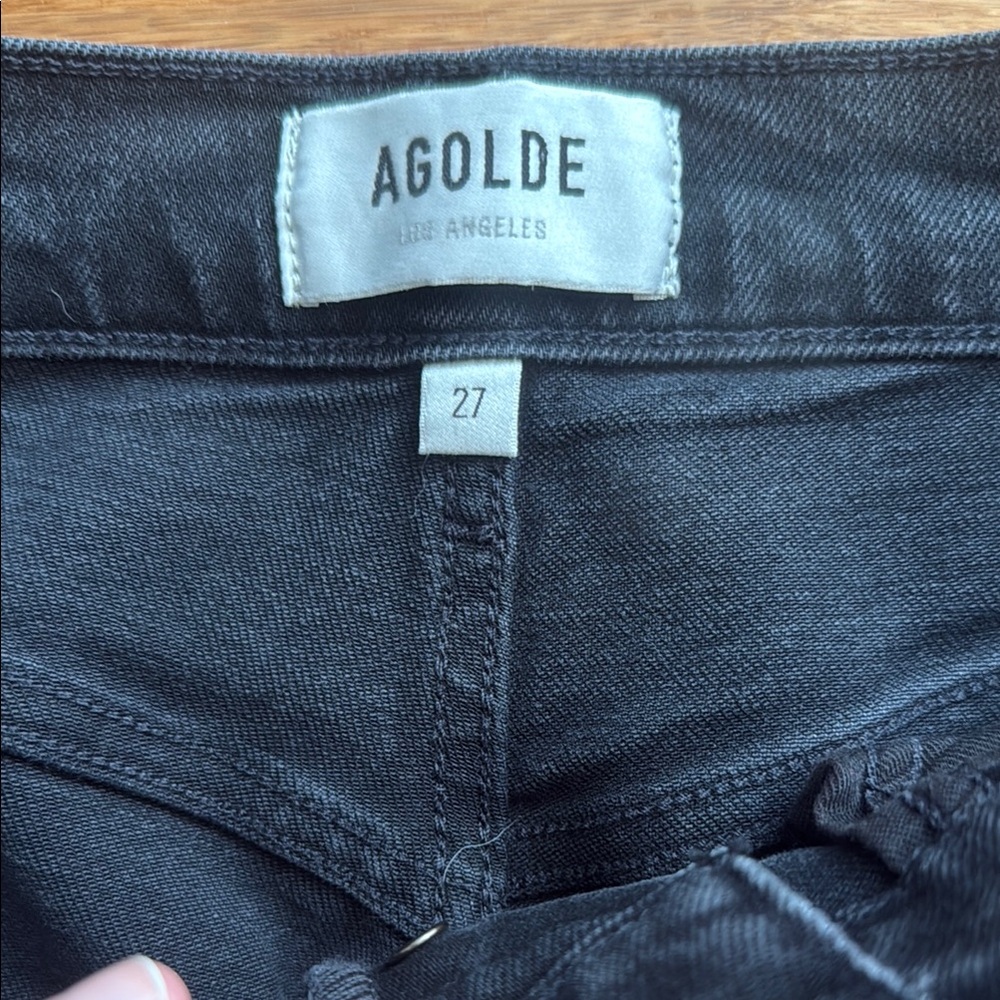 Black Agolde Riley Crop Jeans - Picture 2 of 7